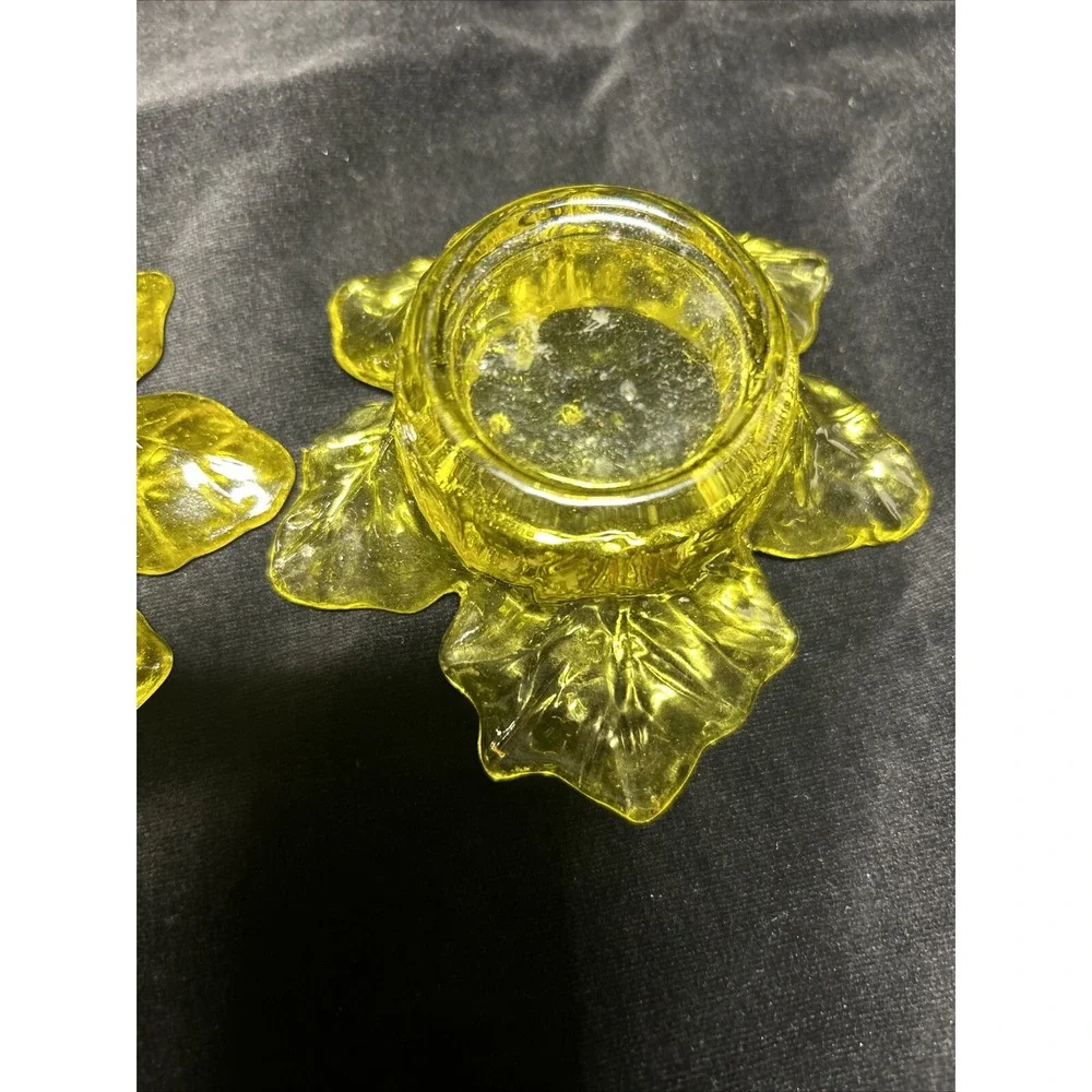 Glass Leaf Floral Tealight Candle Holder Fall Thanksgiving Decor Set (2)